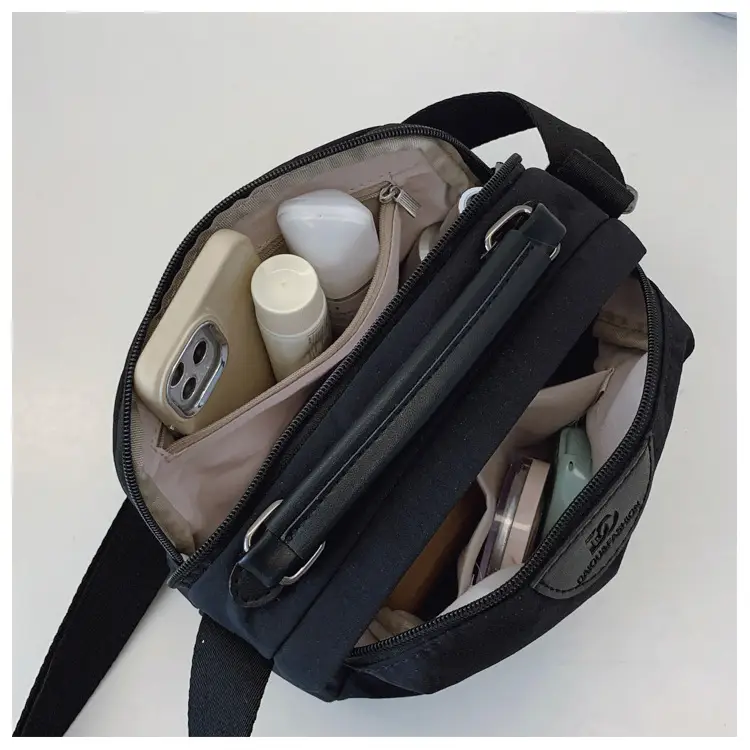 Women's Textured Waterproof Oxford Handbag Beige Multi Layer Casual — feature 10