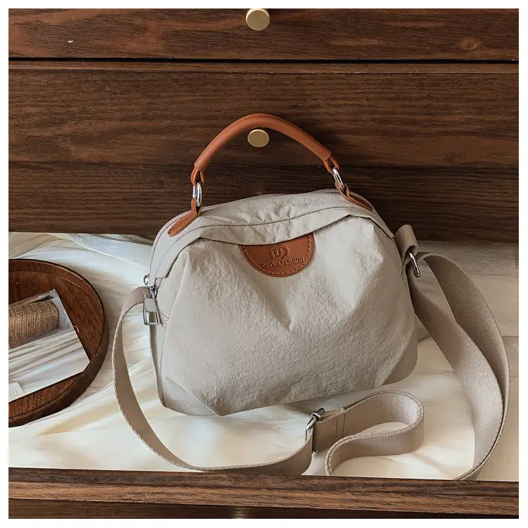 Women's Textured Waterproof Oxford Handbag Beige Multi Layer Casual — feature 17