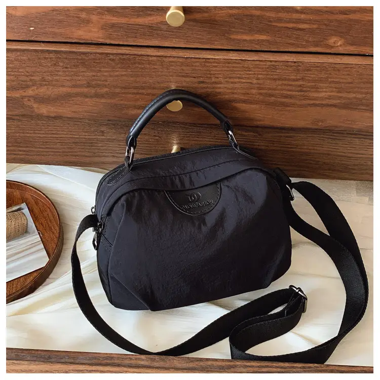 Women's Textured Waterproof Oxford Handbag Beige Multi Layer Casual — feature 18