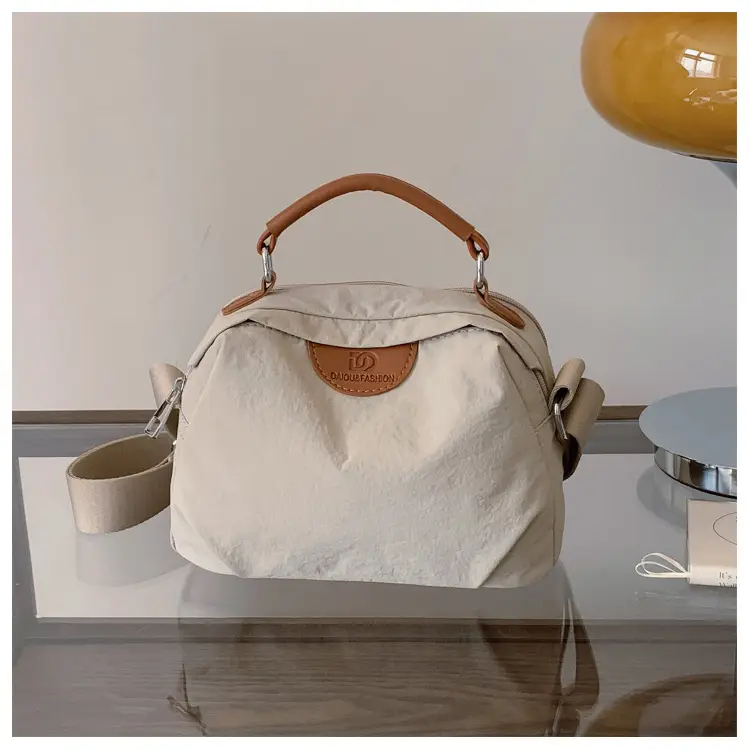 Women's Textured Waterproof Oxford Handbag Beige Multi Layer Casual — feature 19