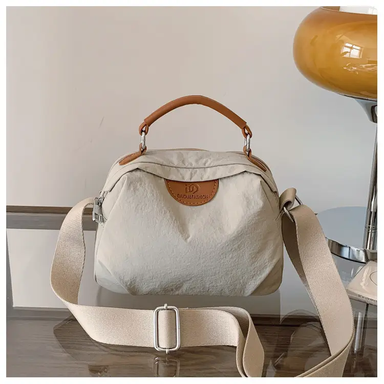 Women's Textured Waterproof Oxford Handbag Beige Multi Layer Casual — feature 22