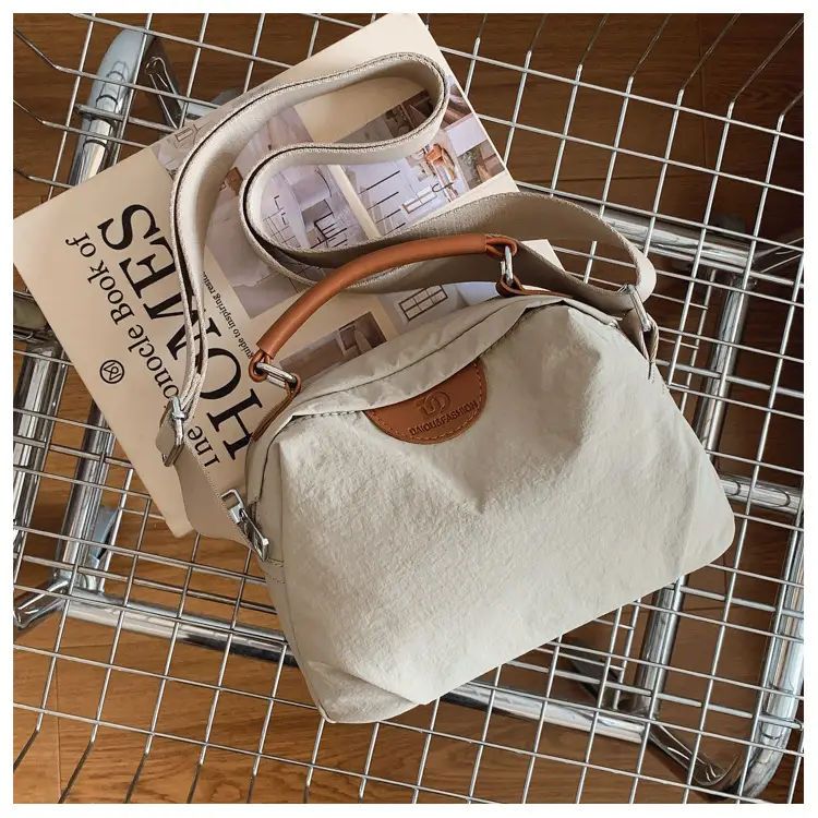 Women's Textured Waterproof Oxford Handbag Beige Multi Layer Casual — feature 26