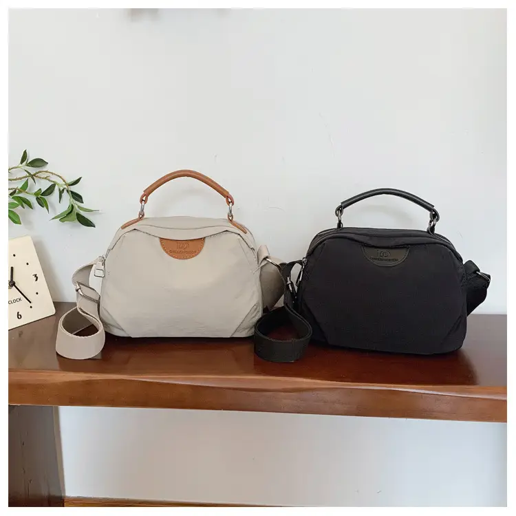 Women's Textured Waterproof Oxford Handbag Beige Multi Layer Casual — feature 30