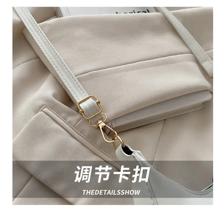 White Leather Shoulder Bag for Women with Gold Triangle Logo — feature 3
