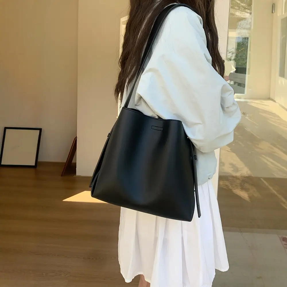 Brown Leather Bucket Bag for Women 2026