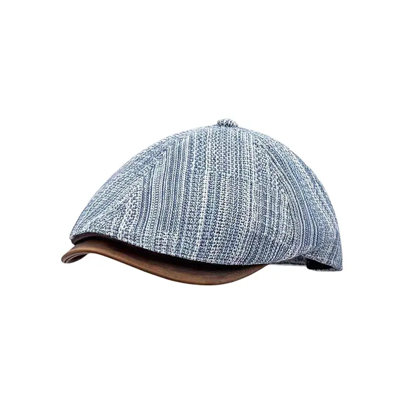 Japanese Retro Denim Forward Cap for Women Summer Literary Casual Versatile Leather Brim Artist Cap, Newsboy Cap - Image 5