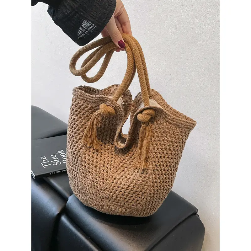 Women Woven Straw Shoulder Bag Summer New Fashion - Image 4