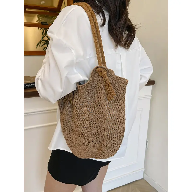 Women Woven Straw Shoulder Bag Summer New Fashion - Image 7