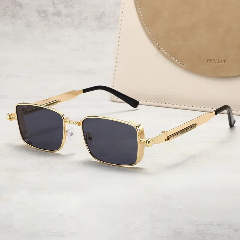 Retro Square Frame Sunglasses for Men Orange Lens - Image 9