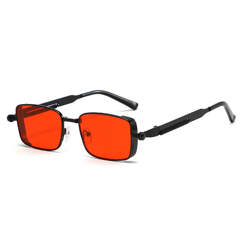 Retro Square Frame Sunglasses for Men Orange Lens - Image 11