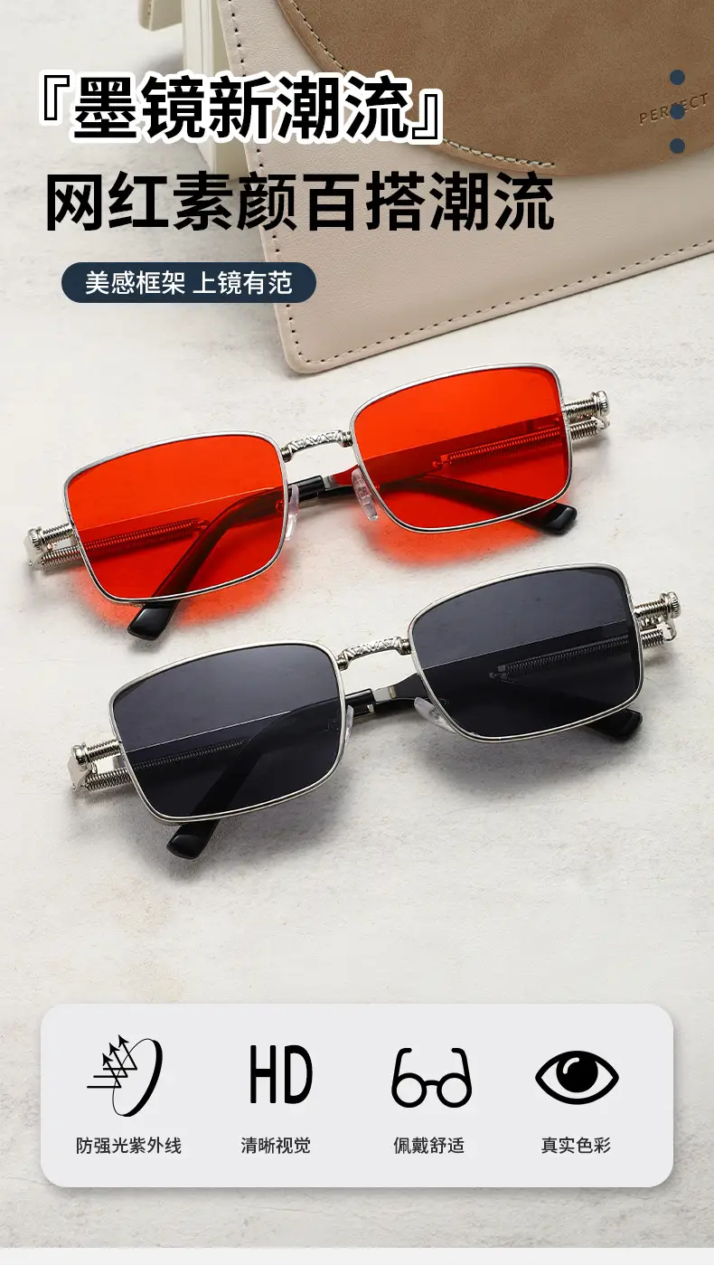 Retro Square Frame Sunglasses for Men Orange Lens β feature 5