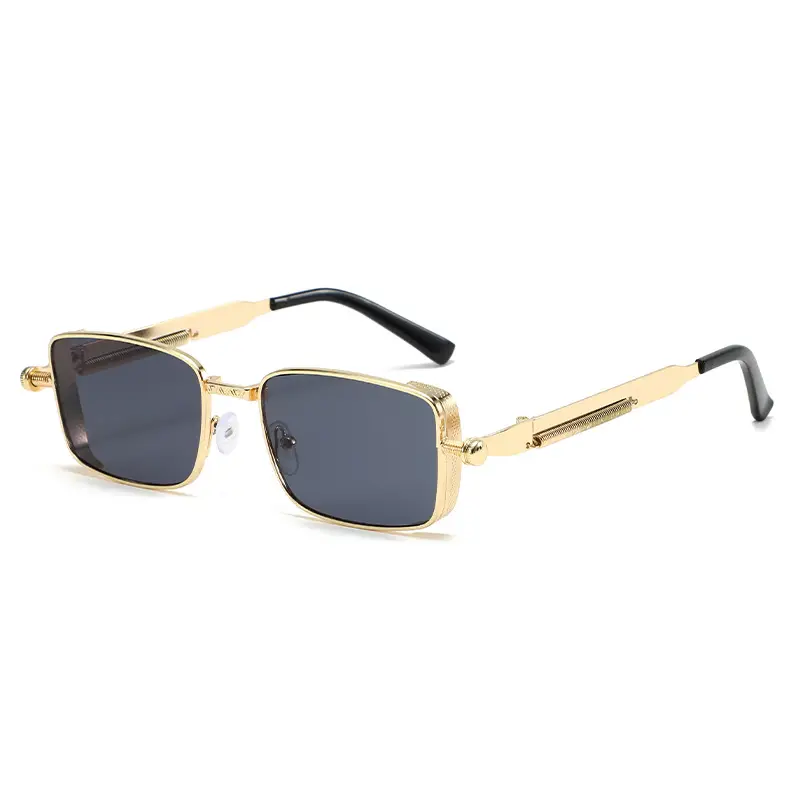 Retro Square Frame Sunglasses for Men Orange Lens