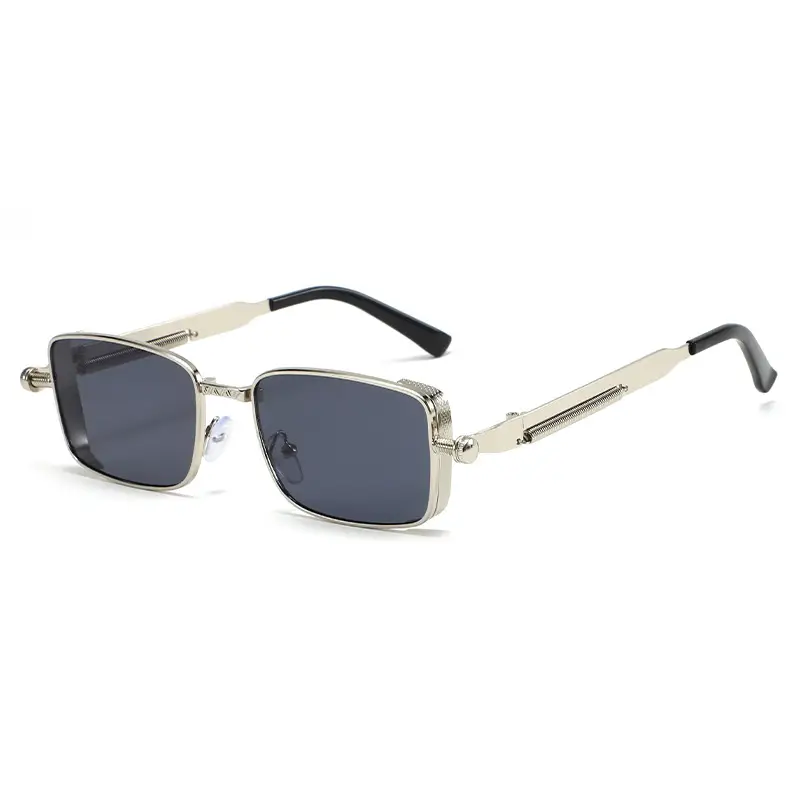 Retro Square Frame Sunglasses for Men Orange Lens - Image 2
