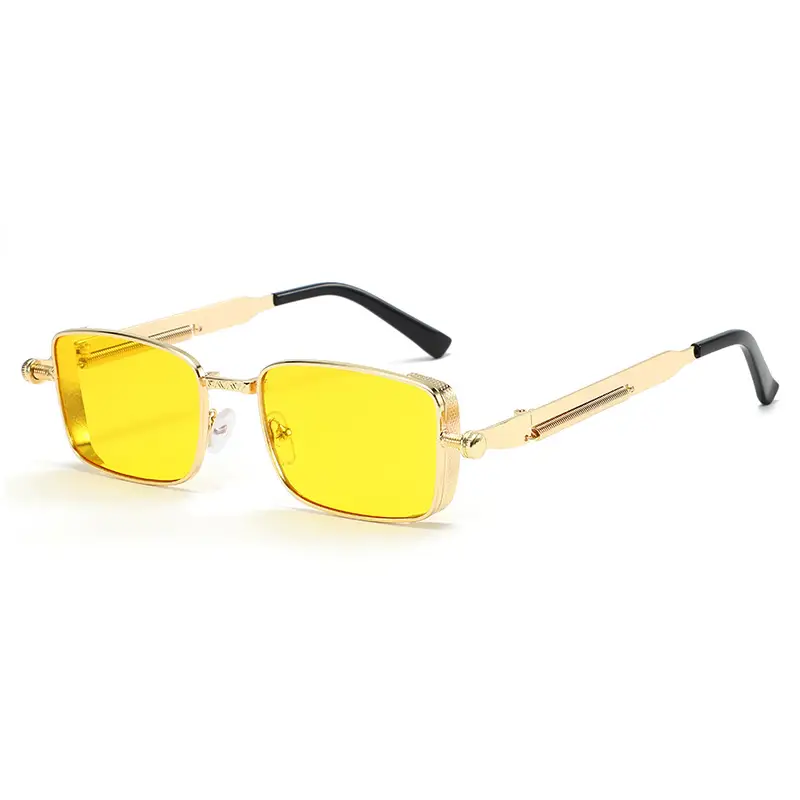 Retro Square Frame Sunglasses for Men Orange Lens - Image 6