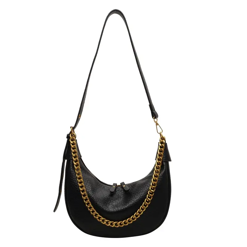 Women Chain Crossbody Bag Beige Large Capacity
