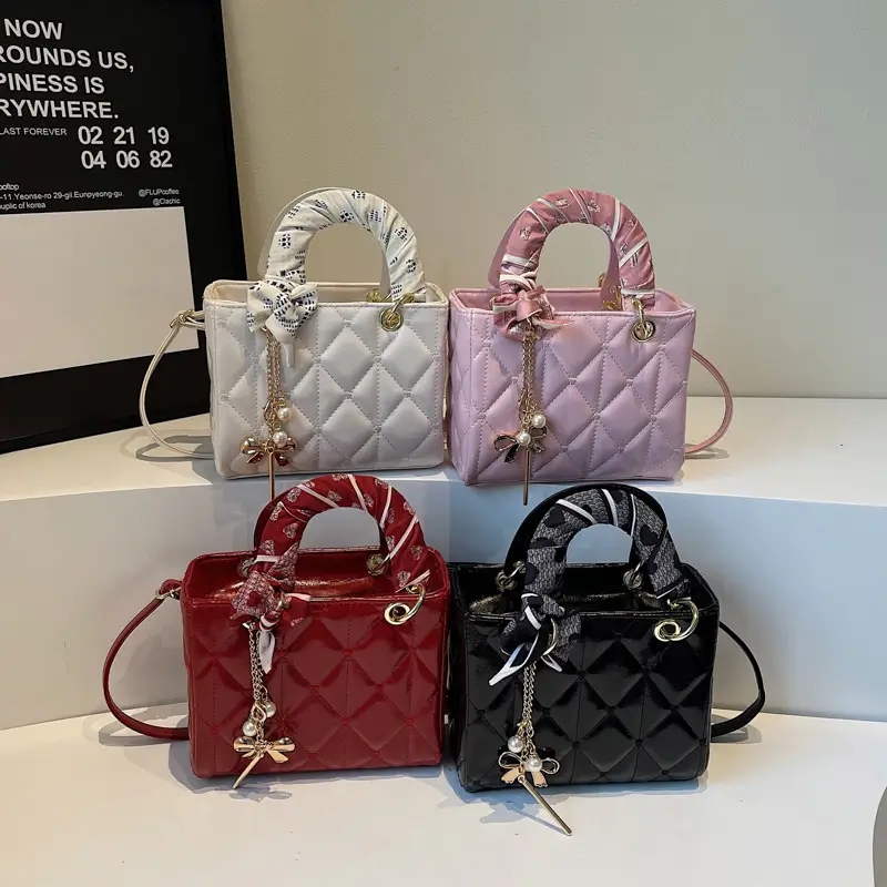 White Quilted Princess Diana Shoulder Bag with Chain - Image 7