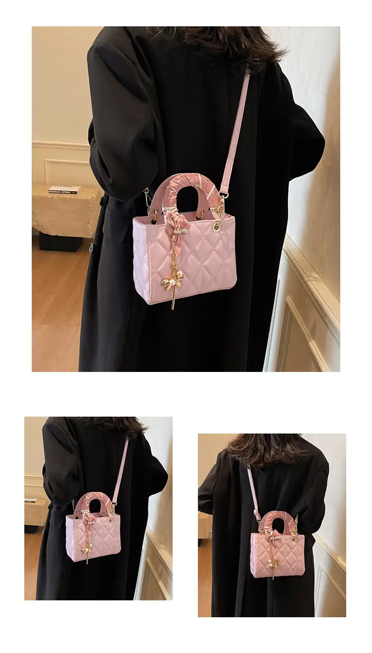 White Quilted Princess Diana Shoulder Bag with Chain — feature 10