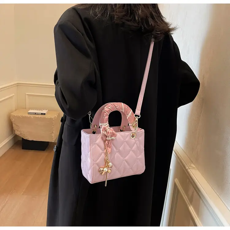 White Quilted Princess Diana Shoulder Bag with Chain — feature 28
