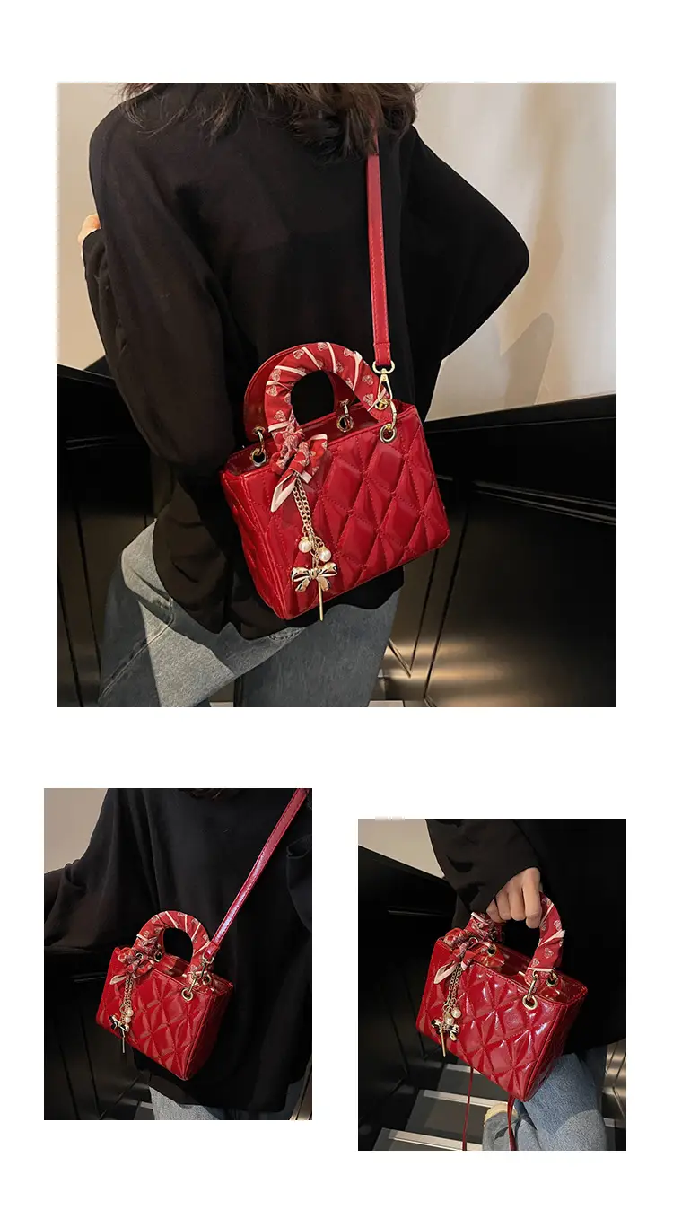 White Quilted Princess Diana Shoulder Bag with Chain — feature 9