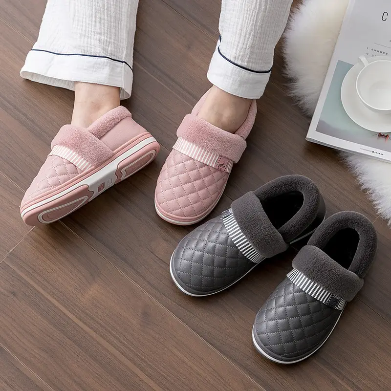 Clearance Waterproof Cotton Slippers for Women, Autumn and Winter Indoor Non-Slip Plush Warm Thick-Soled Fuzzy Cotton Shoes for Elderly - Image 4
