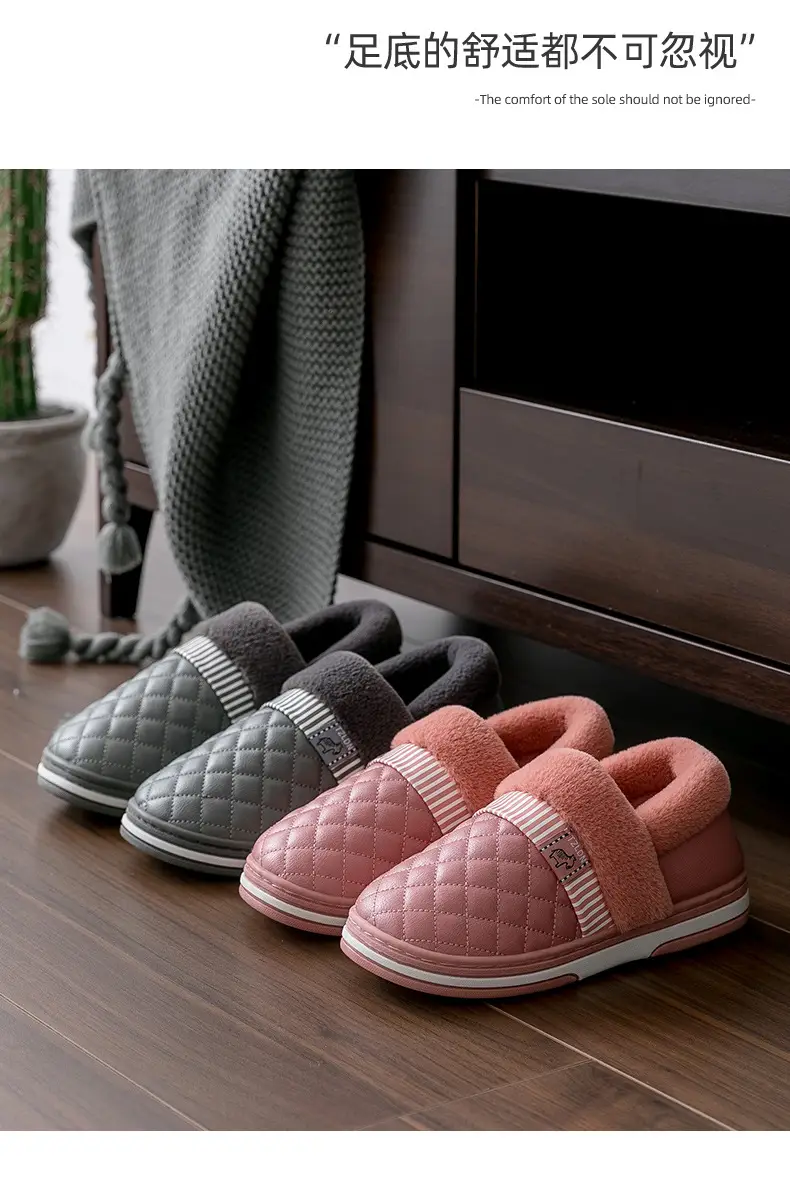 Clearance Waterproof Cotton Slippers for Women, Autumn and Winter Indoor Non-Slip Plush Warm Thick-Soled Fuzzy Cotton Shoes for Elderly — feature 13