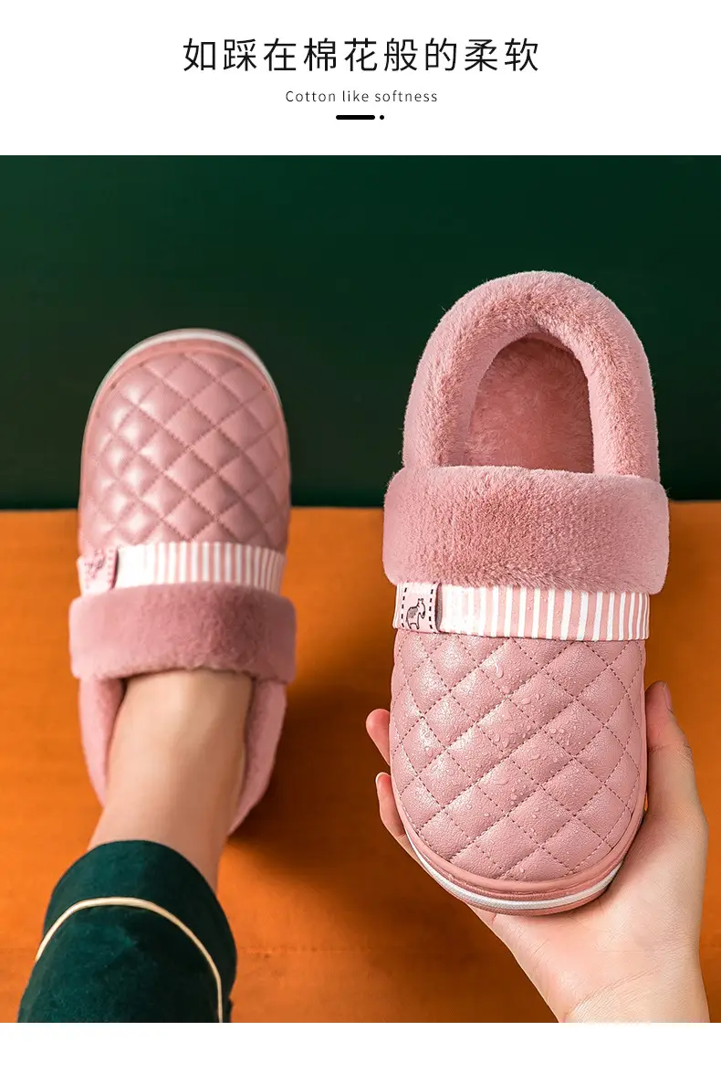 Clearance Waterproof Cotton Slippers for Women, Autumn and Winter Indoor Non-Slip Plush Warm Thick-Soled Fuzzy Cotton Shoes for Elderly — feature 14