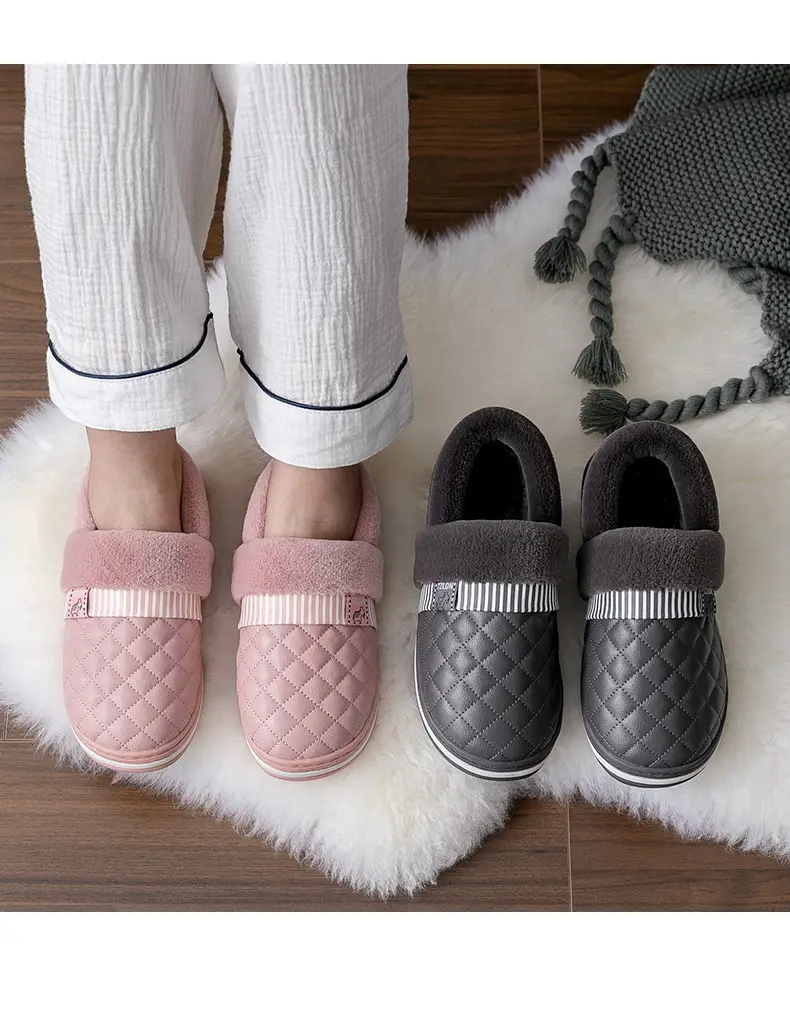 Clearance Waterproof Cotton Slippers for Women, Autumn and Winter Indoor Non-Slip Plush Warm Thick-Soled Fuzzy Cotton Shoes for Elderly — feature 16
