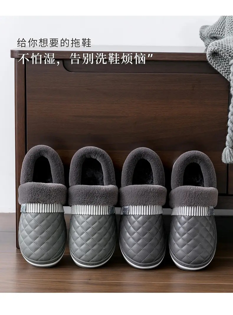 Clearance Waterproof Cotton Slippers for Women, Autumn and Winter Indoor Non-Slip Plush Warm Thick-Soled Fuzzy Cotton Shoes for Elderly — feature 4