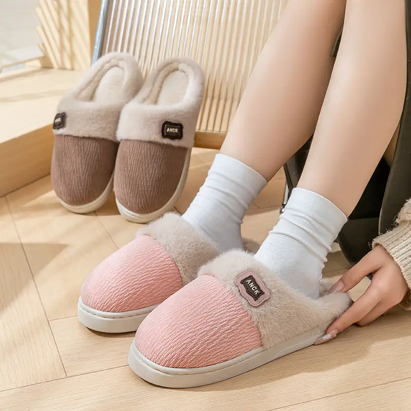 Cotton Slippers for Women in Autumn and Winter, Indoor and Home, Thick-Soled Fleece-Lined to Heattech, Couple Outer Wear, Postpartum Woolen Slippers for Men - Image 7