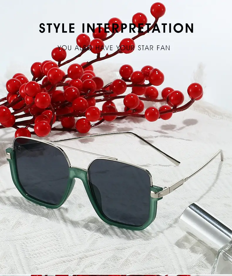 Double Beam Metal Sunglasses Women Korean Style Anti UV — feature 11