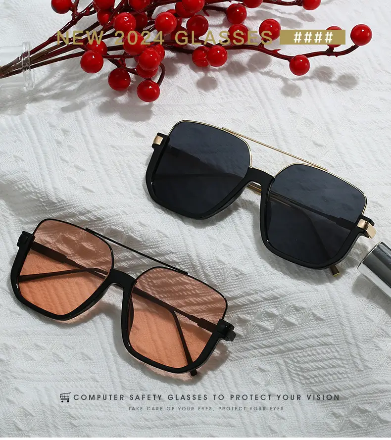 Double Beam Metal Sunglasses Women Korean Style Anti UV — feature 12