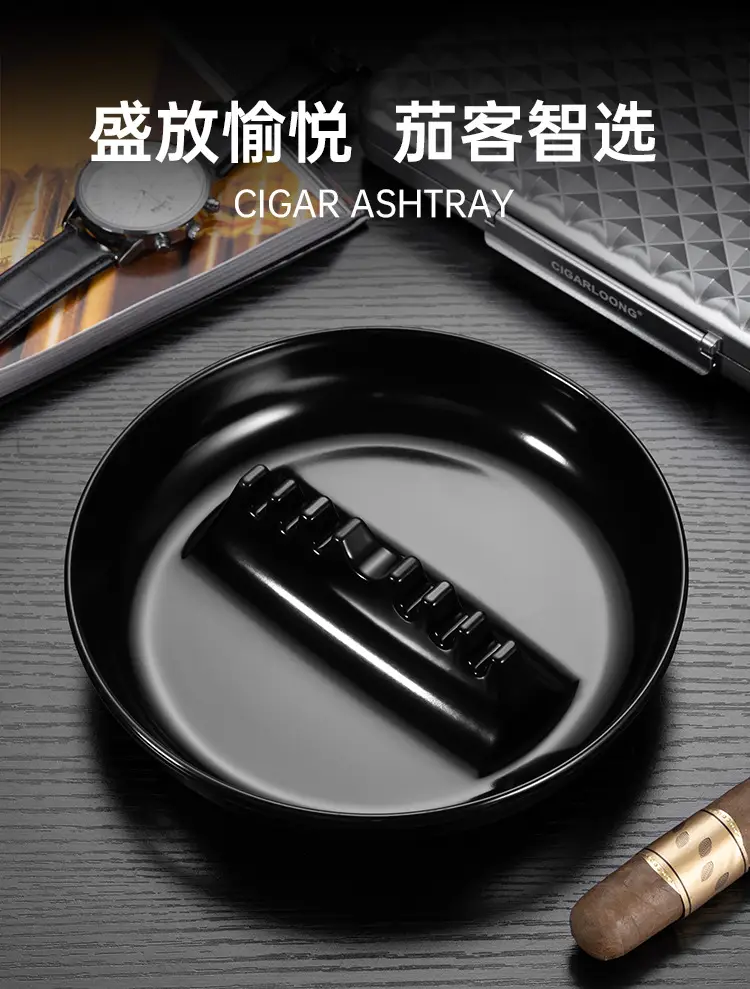 Cigar Ashtray with Multiple Compartments, Lightweight and Portable, Large Diameter for Home and Office Use — feature 1