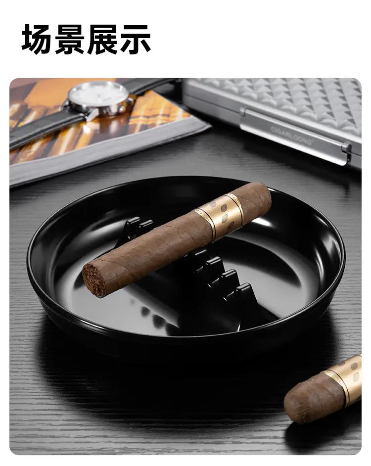 Cigar Ashtray with Multiple Compartments, Lightweight and Portable, Large Diameter for Home and Office Use — feature 7
