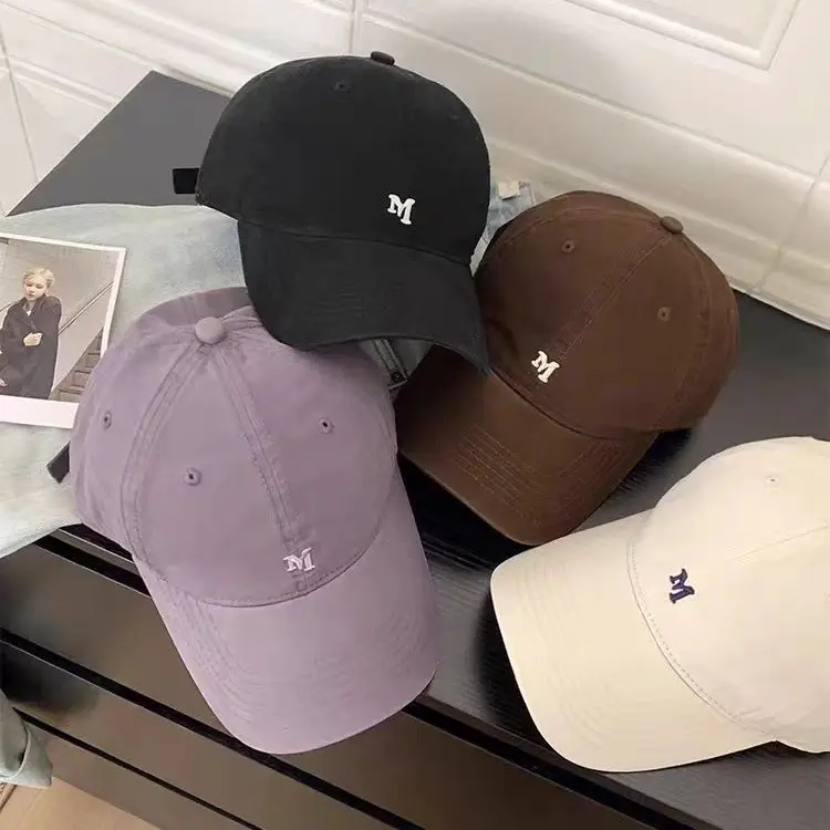 White Korean Letter Embroidered Baseball Cap for Women