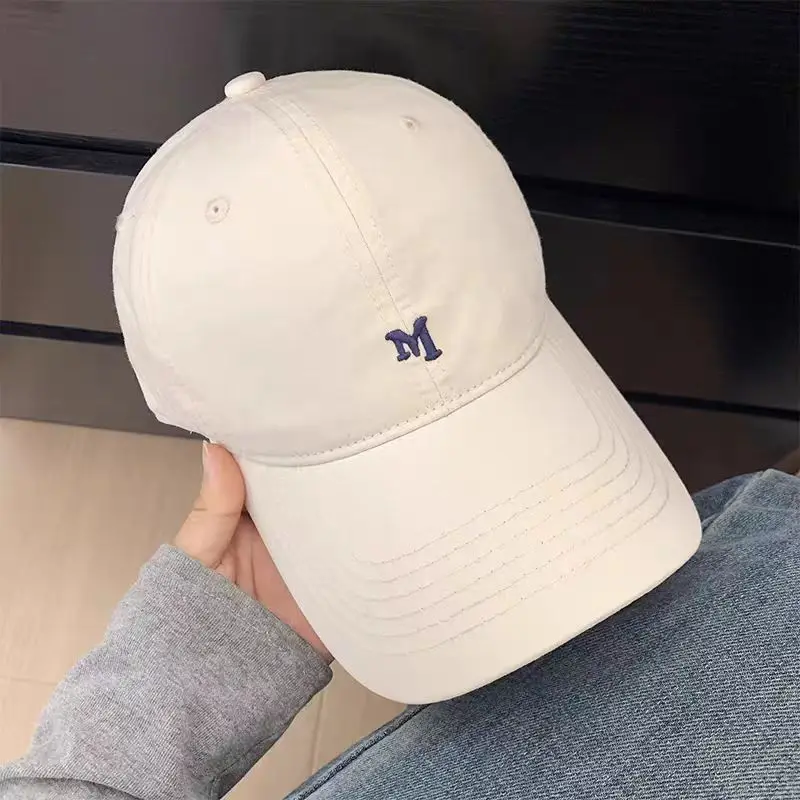 White Korean Letter Embroidered Baseball Cap for Women