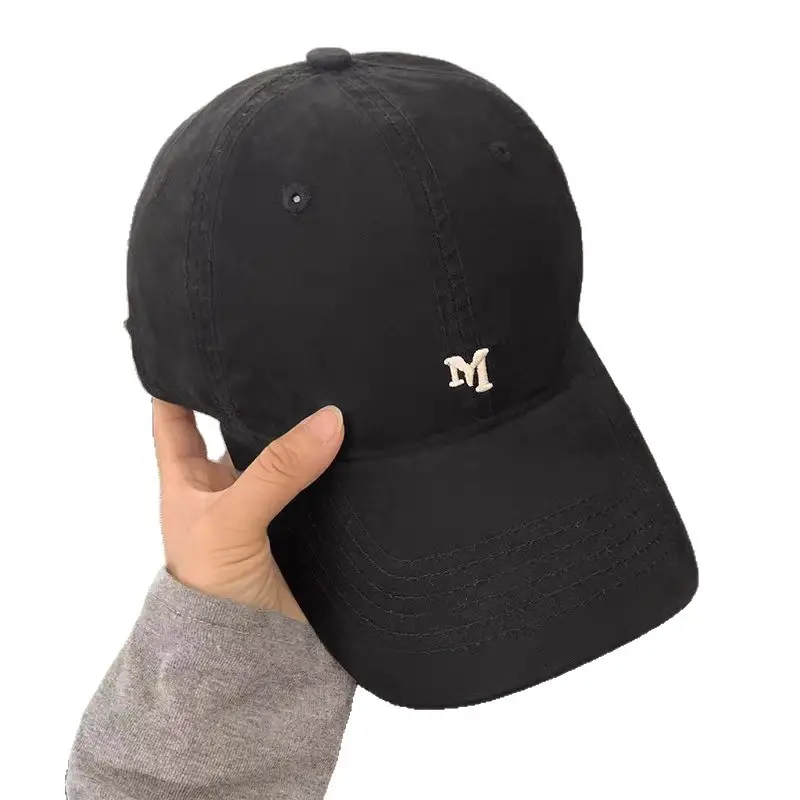 White Korean Letter Embroidered Baseball Cap for Women