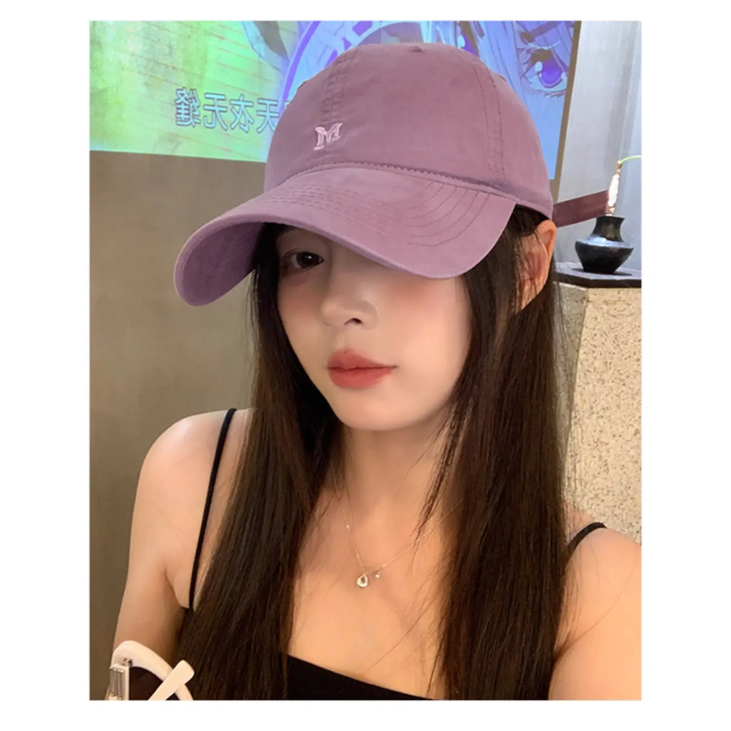 White Korean Letter Embroidered Baseball Cap for Women — feature 11