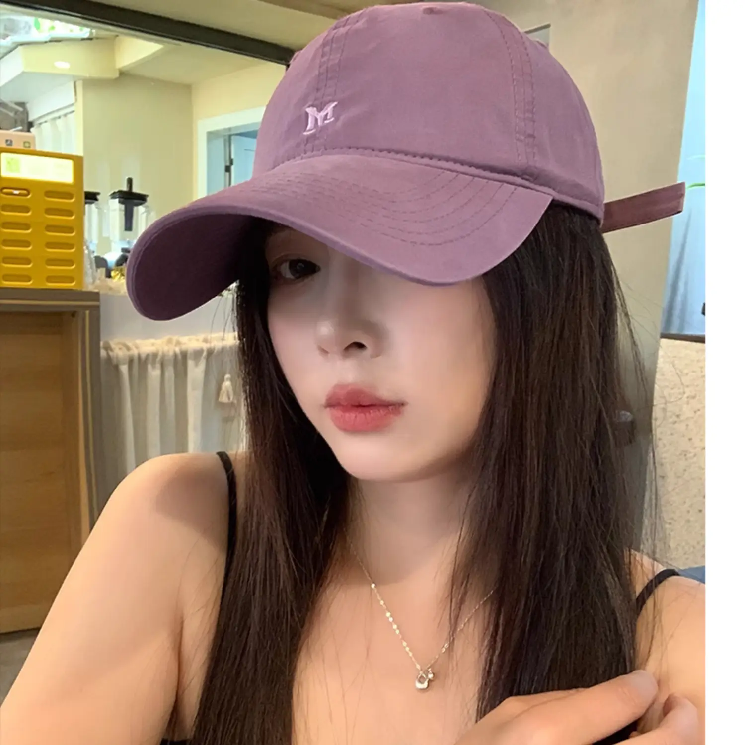 White Korean Letter Embroidered Baseball Cap for Women — feature 12