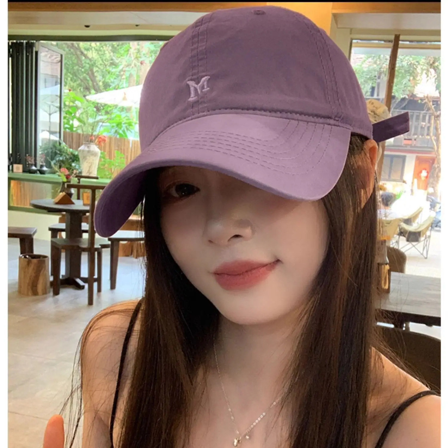 White Korean Letter Embroidered Baseball Cap for Women — feature 4