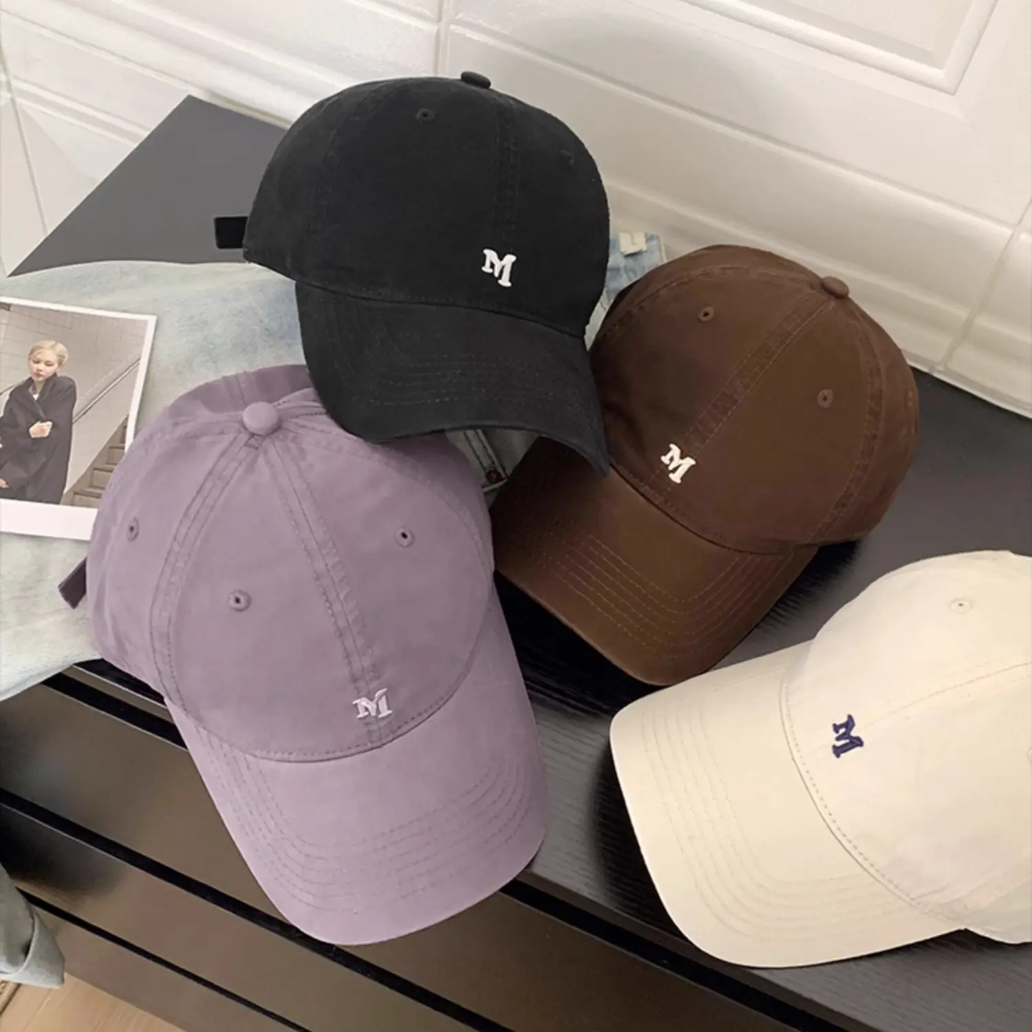 White Korean Letter Embroidered Baseball Cap for Women — feature 8