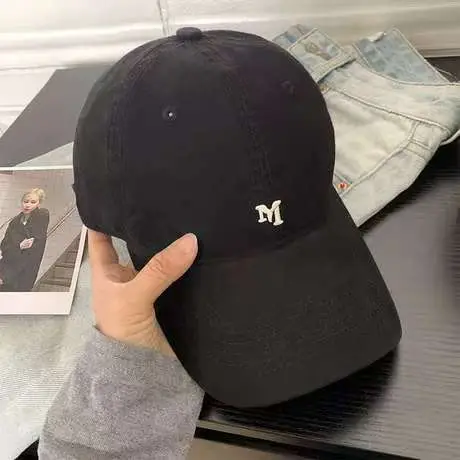 White Korean Letter Embroidered Baseball Cap for Women