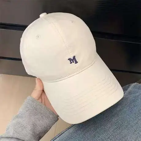 White Korean Letter Embroidered Baseball Cap for Women