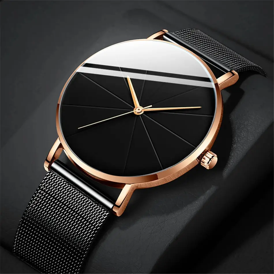 Cross-Border Hot-Selling Men's Watch Fashion Mesh Belt Watch Men's High-End Fully Automatic Glass Quartz Student Watch — feature 6