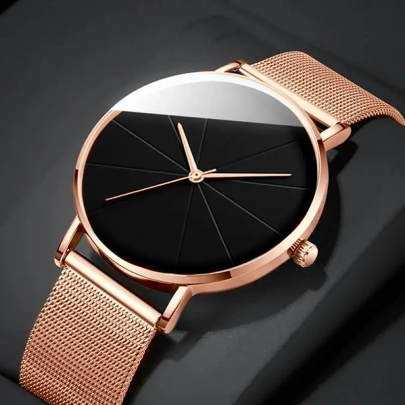 Cross-Border Hot-Selling Men's Watch Fashion Mesh Belt Watch Men's High-End Fully Automatic Glass Quartz Student Watch — feature 8