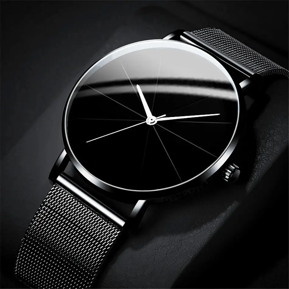 Cross-Border Hot-Selling Men's Watch Fashion Mesh Belt Watch Men's High-End Fully Automatic Glass Quartz Student Watch — feature 9