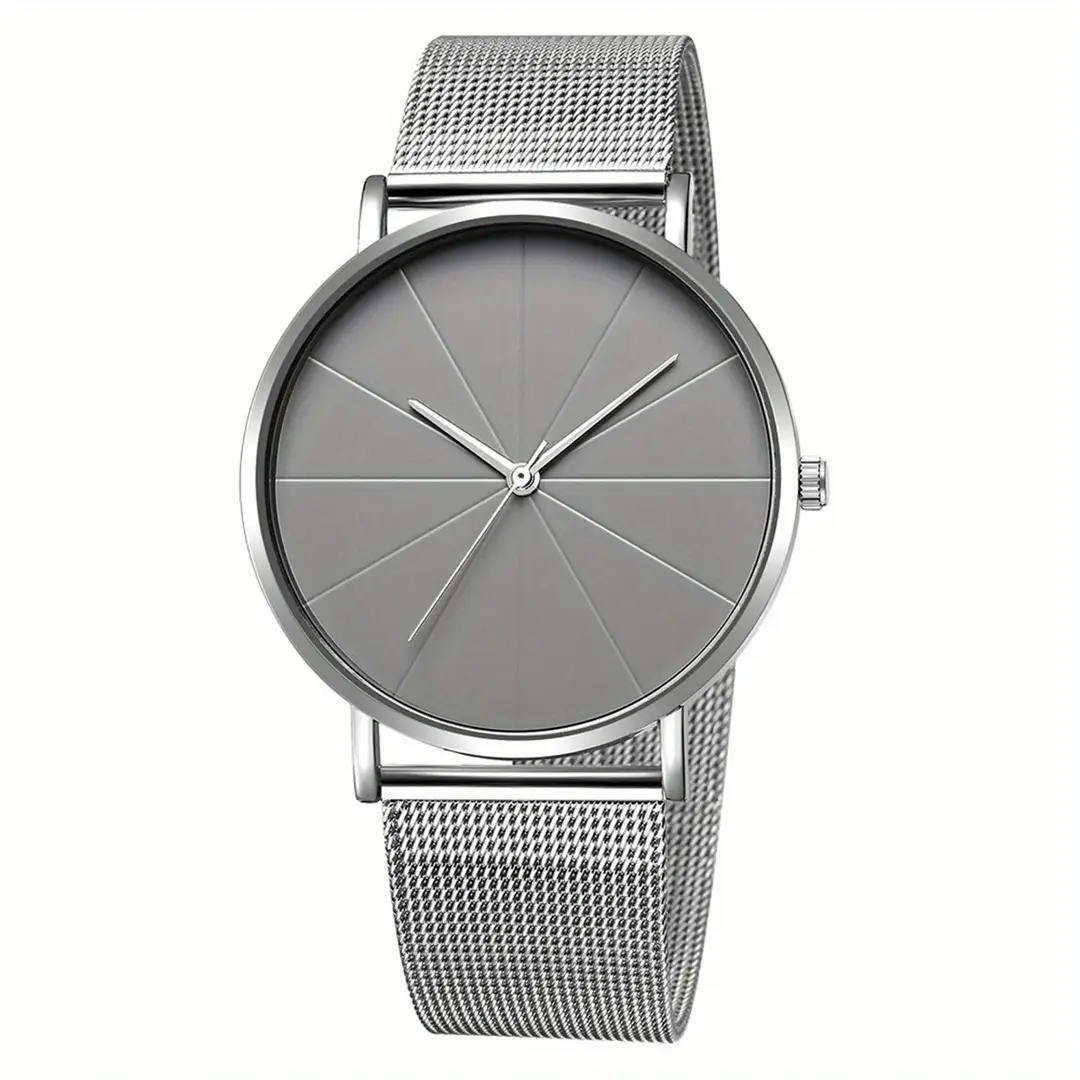 Cross-Border Hot-Selling Men's Watch Fashion Mesh Belt Watch Men's High-End Fully Automatic Glass Quartz Student Watch