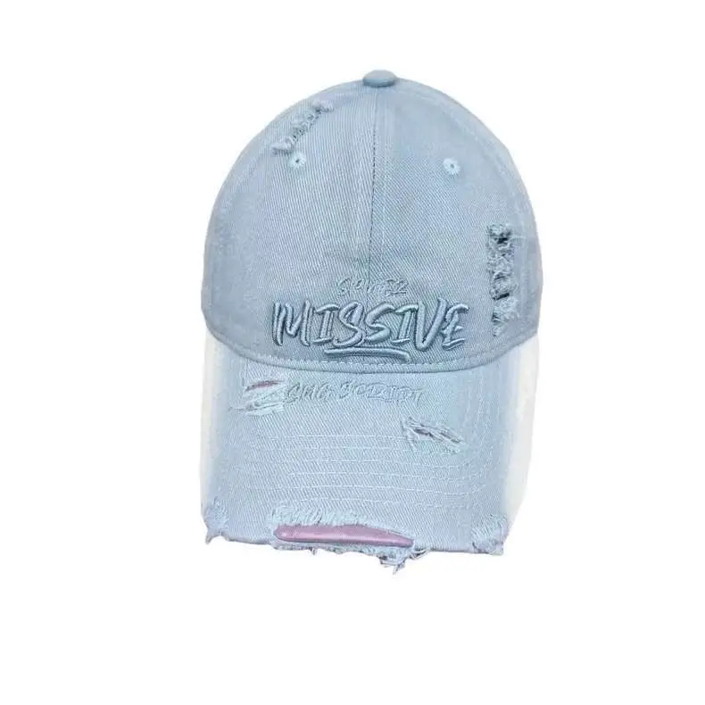 Women Distressed Missive Baseball Cap Purple Brown - Image 11