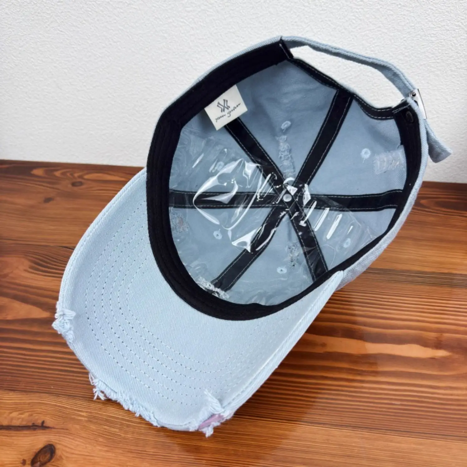 Women Distressed Missive Baseball Cap Purple Brown — feature 10