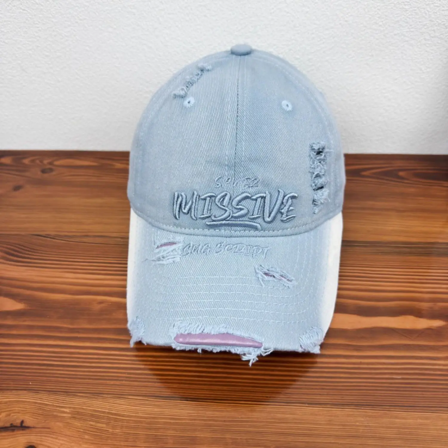 Women Distressed Missive Baseball Cap Purple Brown — feature 8