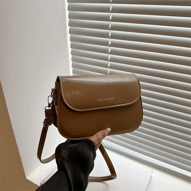 Korean Style Single Shoulder Crossbody Bag Brown Saddle